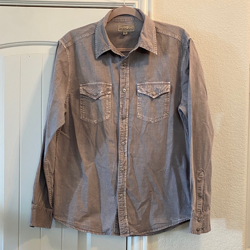 Grey Long-Sleeve Button Up Shirt, Sz M